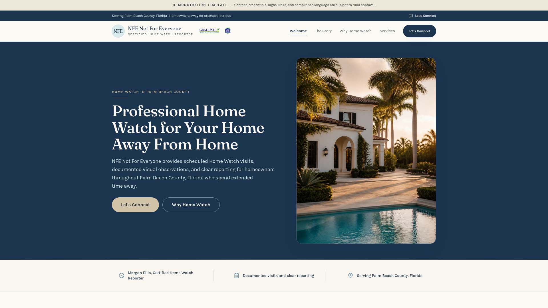 Preview of the Home Watch website template